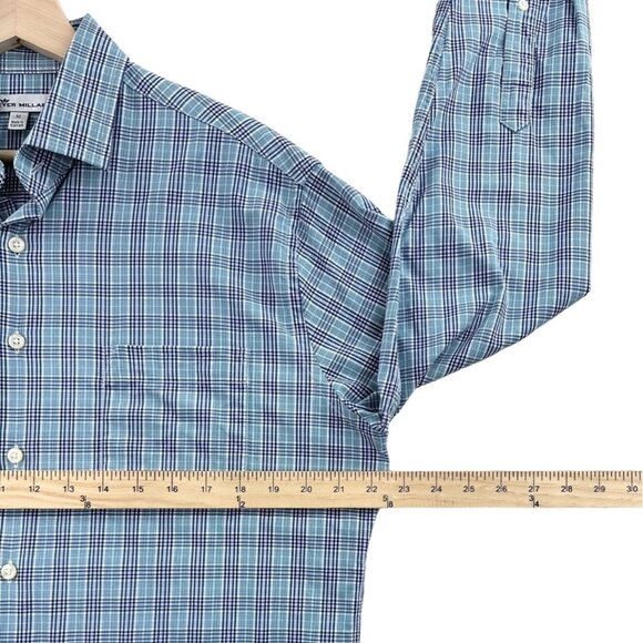 Peter Millar Grier Performance Glen Plaid Woven Shirt Medium - Picture 5 of 8